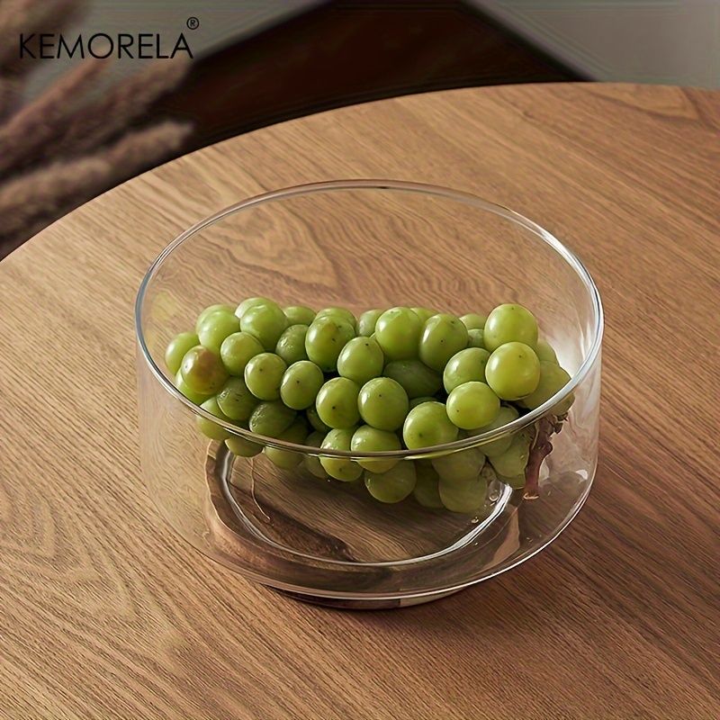 Glass Fruit Bowl Creative Large Salad Bowl Wood Base Snacks Popcorn Nuts Storage Bowls Home Christmas Snack Storage Container_voghion.com