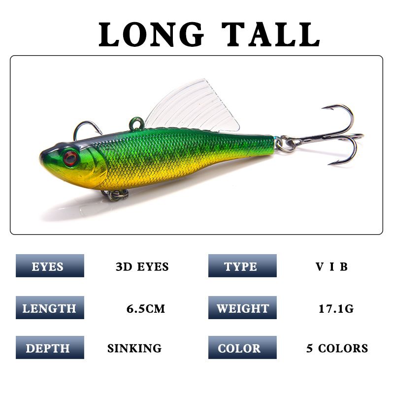 Przynęta Vib Lure Bait Twarda przynęta tonąca ołówkowa 6,5 cm/17,2 g ze skrzydłami symulująca przynętę na ryby sprzęt wędkarski_voghion.com