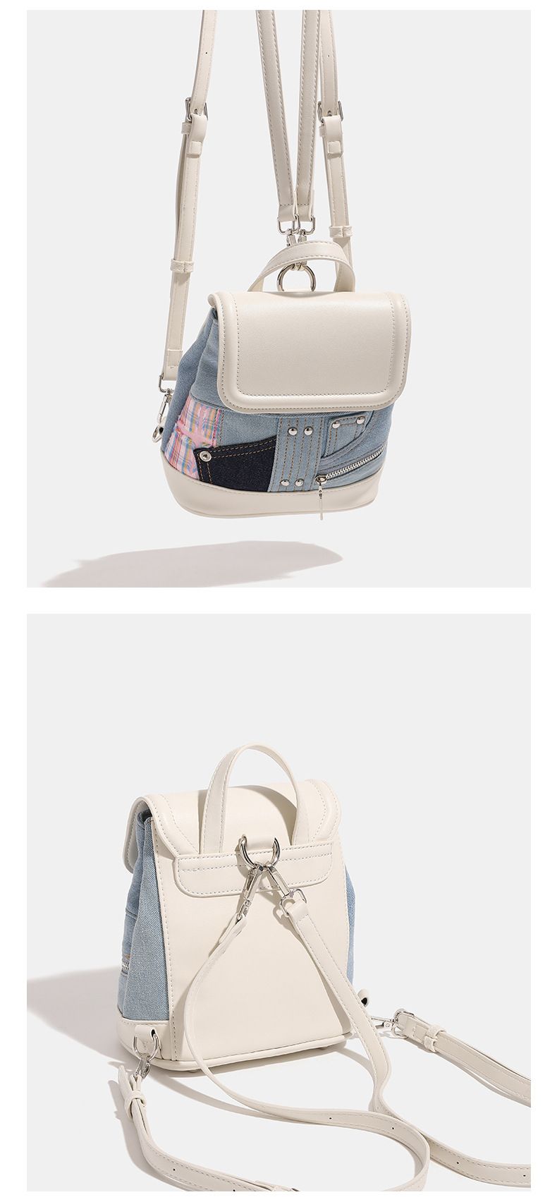2025 Frühjahr und Sommer neue süße Denim bunte Liner Student kleine Schultasche_voghion.com