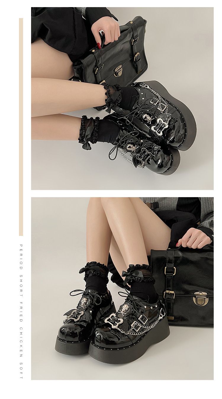 Bottes courtes à lacets cloutées noires de style gothique punk pour femmes, bottes de combat décontractées à talons carrés et décorations métalliques_voghion.com