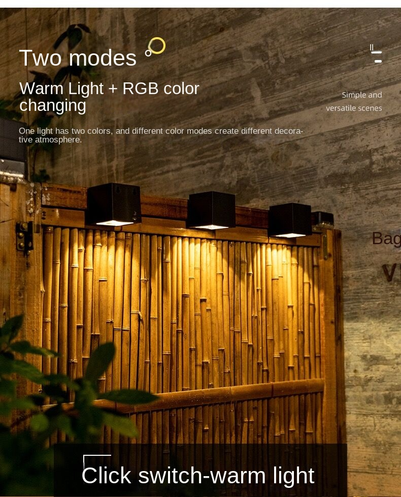 2PCS LED Solar Light Outdoor Garden Lampada da parete quadrata Sensore di luce solare IP65 Impermeabile Cortile Cortile Balcone Recinzione Decorazione Lampada LED Lampada solare_voghion.com