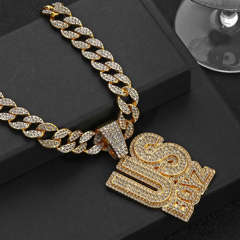 Lletter USBOYZ Anhänger Persönlichkeit Hip Hop Halskette kubanische Kette Legierung Persönlichkeit Retro Halskette_voghion.com