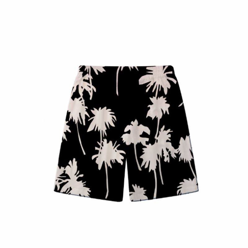 Roupas masculinas high street floral camisa terno praia coqueiro impressão completa retro camisa casual cardigan shorts combinando masculino_voghion.com
