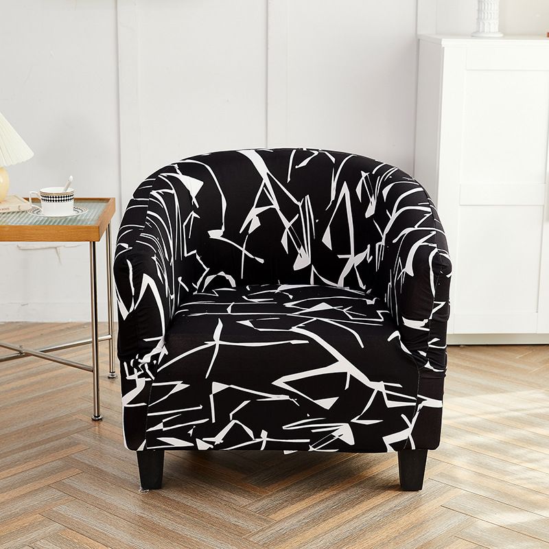 Elastic printed semicircular sofa cover Internet cafe sand coffee shop hotel leisure card seat all-inclusive single sofa chair cover_voghion.com