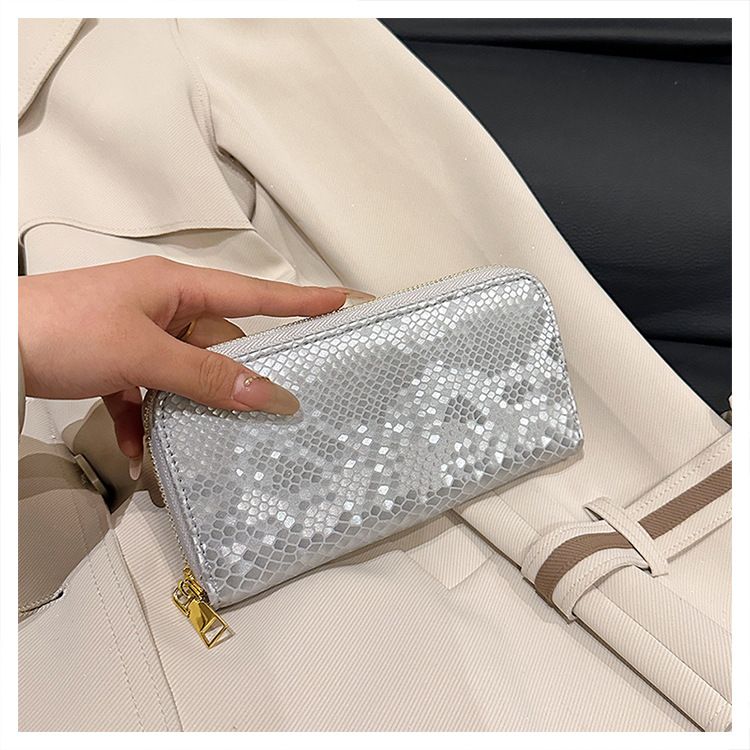 Damentaschen, neues Schlangenhautmuster, lange Geldbörse mit Reißverschluss und mehreren Kartenfächern, Clutch mit großer Kapazität, modische Geldbörse_voghion.com