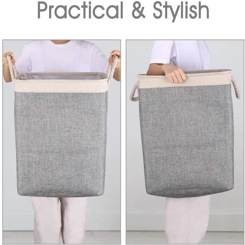 Aufbewahrung zu Hause, wasserdicht, Wäschekorb für schmutzige Kleidung, Wäschekorb für schmutzige Kleidung, Aufbewahrungseimer, Wäschekorb aus Baumwolle und Leinen_voghion.com