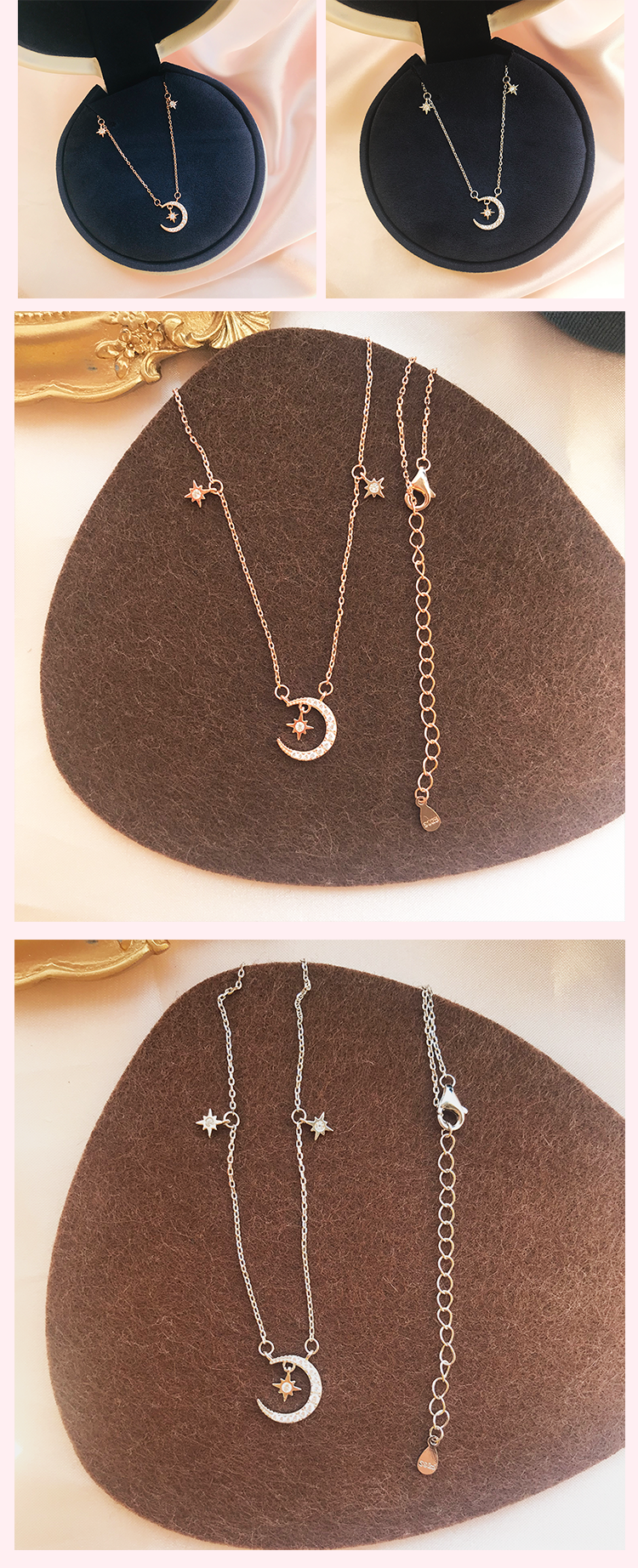 Sterling Silver Star Moon Necklace For Women Summer Light Luxury Niche Design High-end Collarbone Chain 2024 New Trend_voghion.com