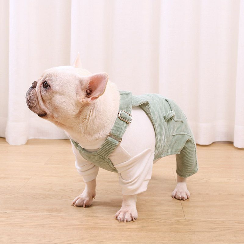 Tombul Pug Köpekler İçin Fransız Bulldog Kıyafetleri Elastik Ayarlanabilir Omuz Askılı Kore Kadife Tulumlar_voghion.com