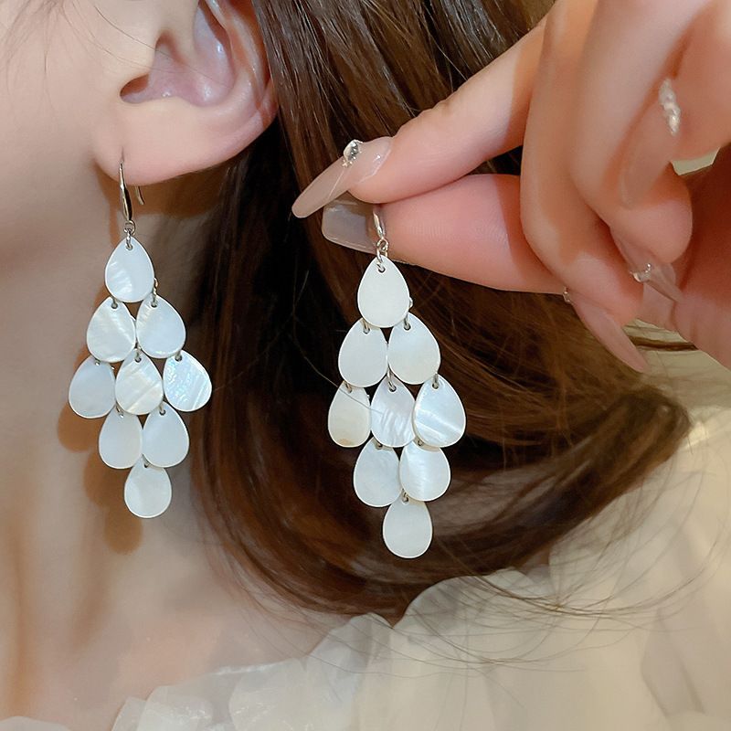 Orecchini pendenti in argento con fiocco elegante ultra immortale, fiore, luce francese, lusso, moda, stile letterario, dolci e versatili_voghion.com