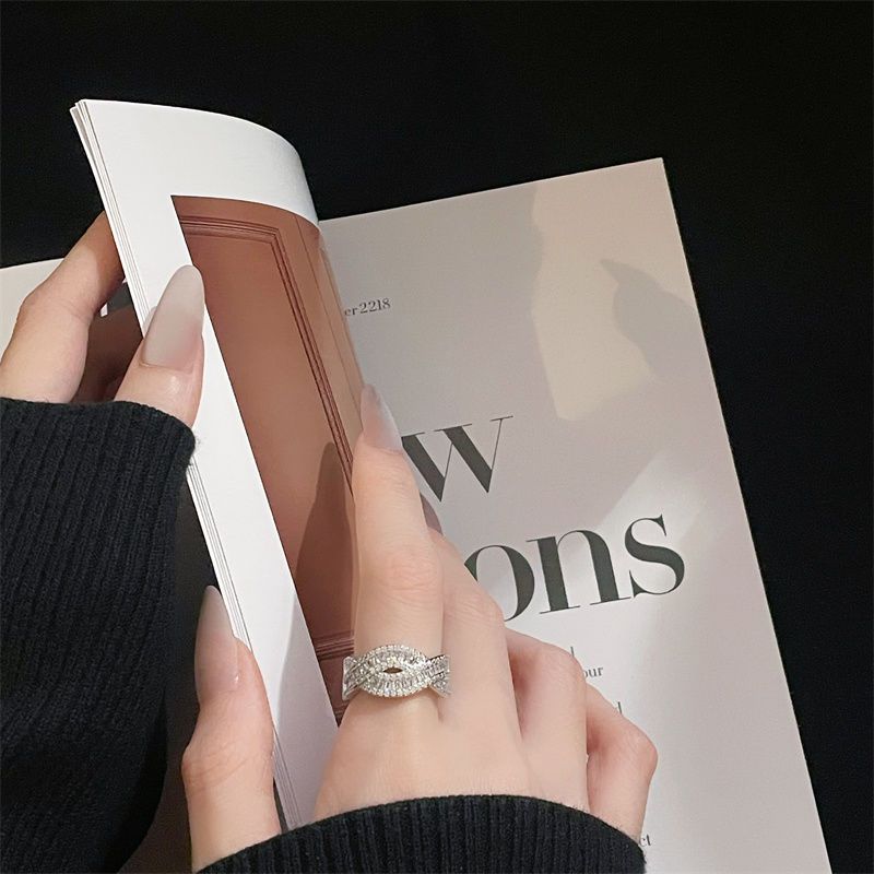 Zircon Inlaid Full Diamond Open Ring, Horseshoe Star, Exquisite, Light Luxury, High-end Feeling, ISN Style, Super_voghion.com