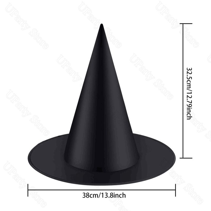 6/12Pcs Halloween Black Witches Hats With Rope Hanging Wizard Hats Bulk For Home Outdoor Porch Halloween Decoration Party Favor_voghion.com