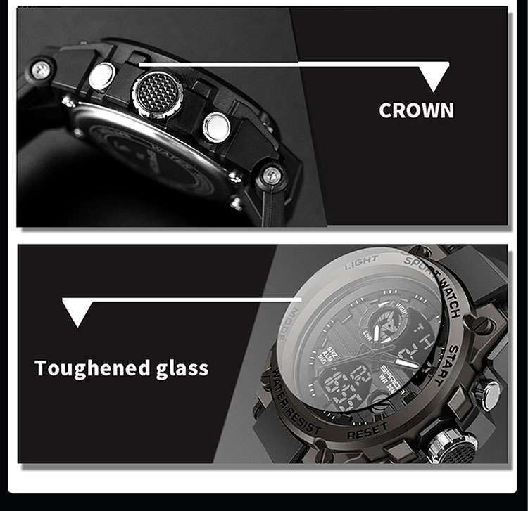 Sanda 739 montre électronique étanche multifonctionnelle à double affichage pour étudiant masculin avec grand cadran Sanda_voghion.com