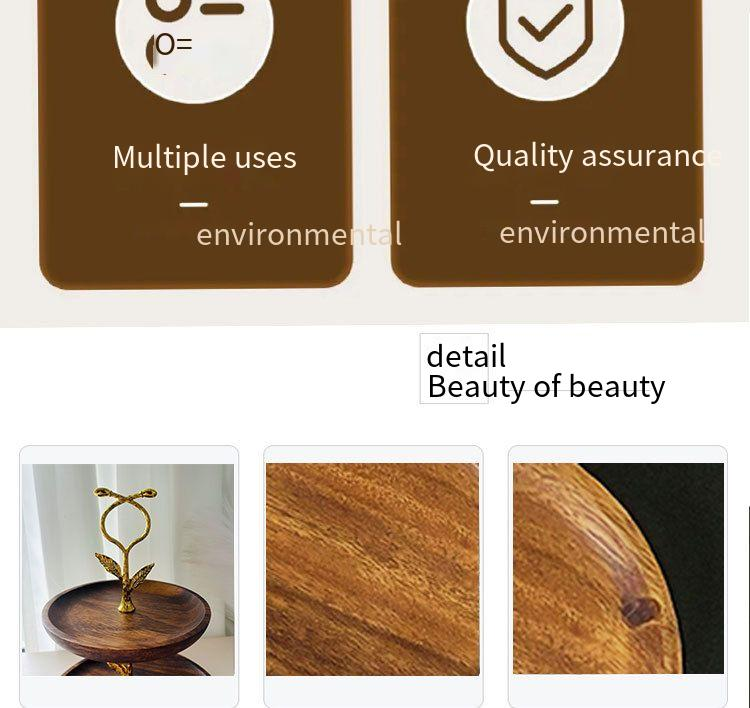 Walnut Solid Wood Double Dried Fruit Tea Cake Tray Dessert Table Multi Layer Rack_voghion.com
