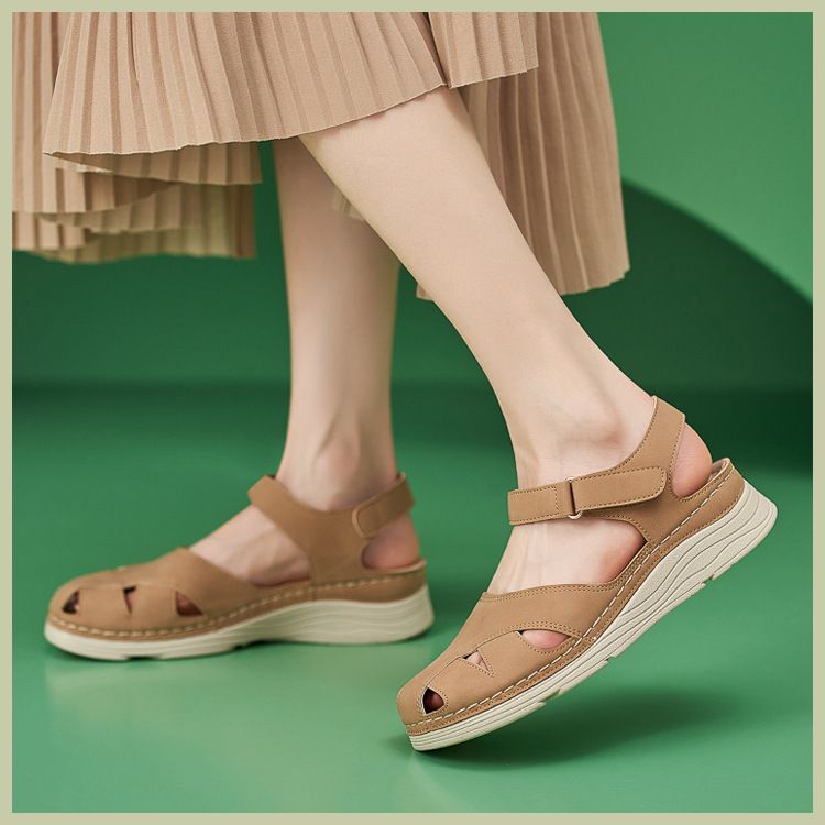 Autumn 2024 New For Women's Comfortable And Casual Tug With Hollow Thick Sole Large Size Sandals_voghion.com