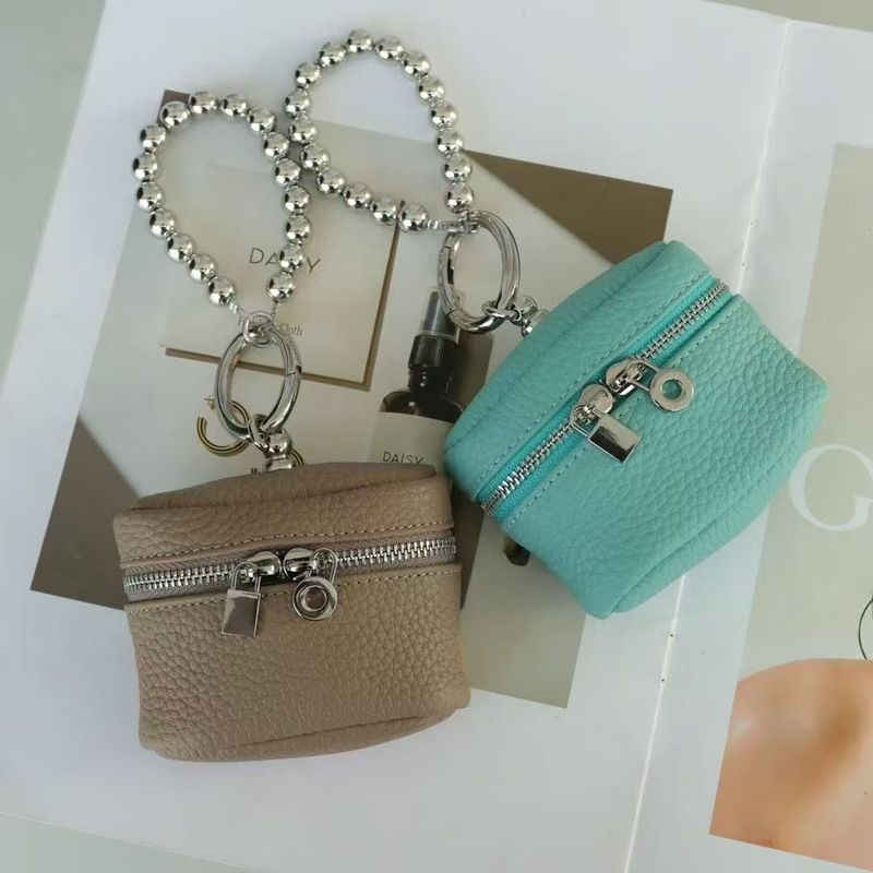 Top Layer Cowhide Fashionable Neck Hanging Compact Lunch Box Women's Genuine Leather Lychee Texture Lipstick Mini_voghion.com