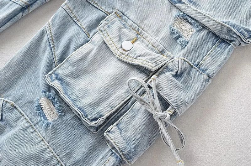 Sieviešu apģērbs Street Style Multi Pocket Džinsi Jaunas rudens raibs bikses Modes Street Shot Straight ikdienas bikses_voghion.com