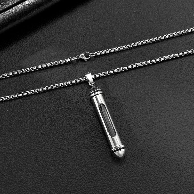 Mode Personlighet Parfymflaska Hängsmycken Trendigt All Match Minnesdjur Urna Halsband i Rostfritt Stål_voghion.com