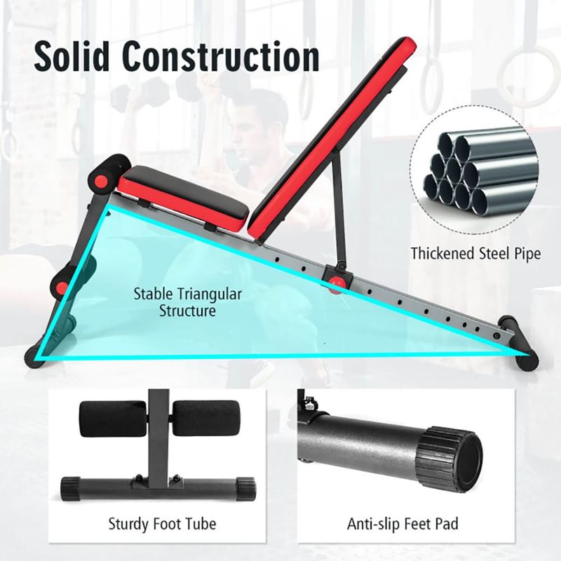 Strong And Tough Construction Multi-function Weight Bench With Adjustable Backrest_voghion.com