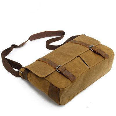 Borsa a tracolla casual da uomo, con tracolla singola, in tela cerata impermeabile, per laptop, con tracolla in pelle Crazy Horse_voghion.com