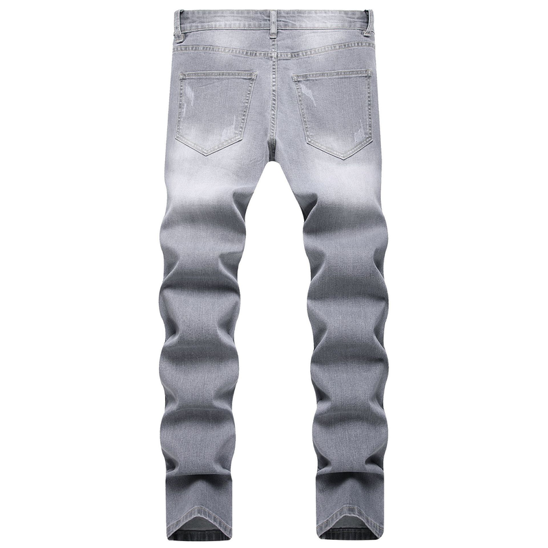 Heren Slim Fit Stretch Jeans - Trendy Grijze Denim Broek met Elastisch Comfort, Mid-Rise Casual Broek_voghion.com