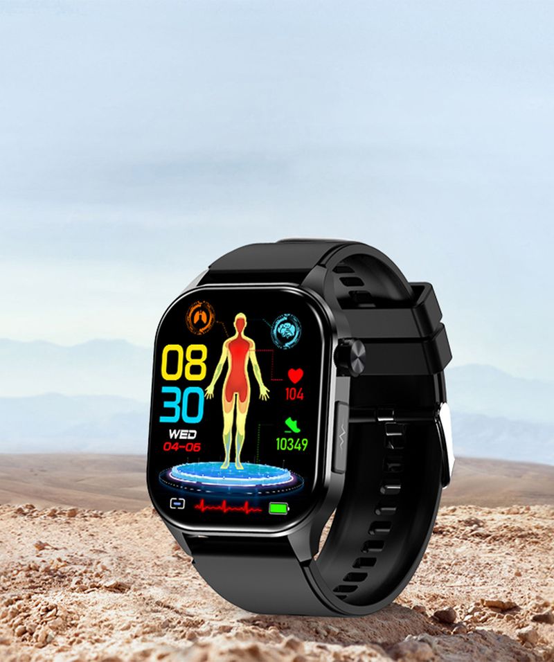 Consumentenelektronica Smartwatch Bluetooth-oproep ECG Niet-invasief Bloedsuiker Bloedzuurstof Hartslagmeting AMOLED_voghion.com