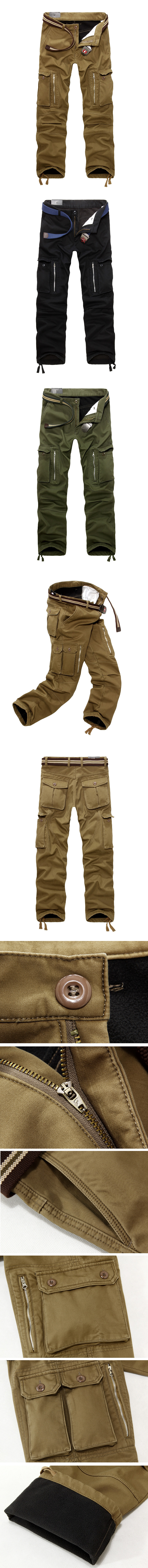 Ropa de hombre con forro polar, monos gruesos con múltiples bolsas, pantalones de algodón, pantalones largos para hombre_voghion.com