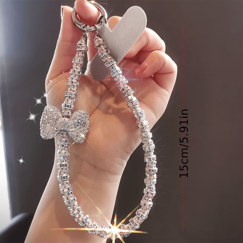 Ins High Grade Super Flash Mobile Phone Diamond Keychain Pendant All Match Anti Chain Special Shaped Pearl Bow Mobile Phone Chain_voghion.com