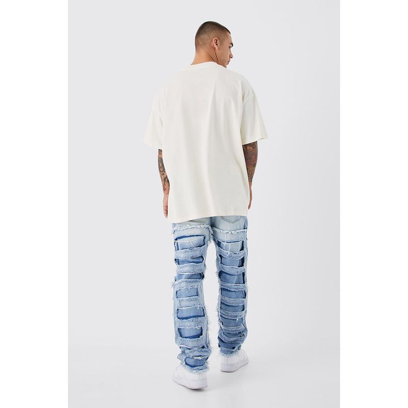 Men's Patchwork Loose Fit Straight Leg Jeans – Trendy & Versatile (Light Blue, Pink, Blue, Khaki, Black, S-XXL, Machine Washable)_voghion.com