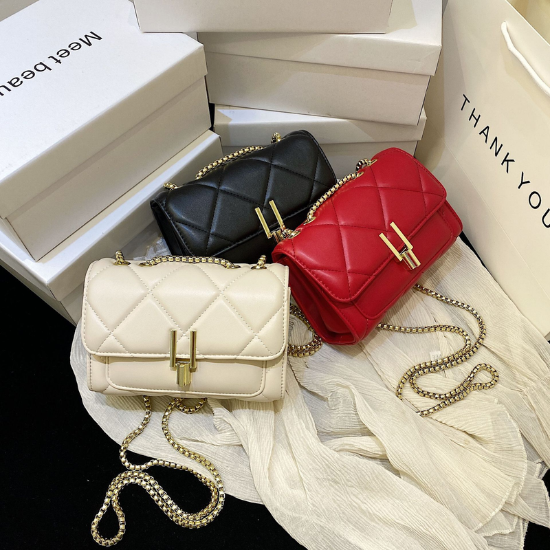 Bag women's 2023 new trendy Korean version of rhombic chain bag small fragrant wind one shoulder oblique cross bag net red women's bag _voghion.com