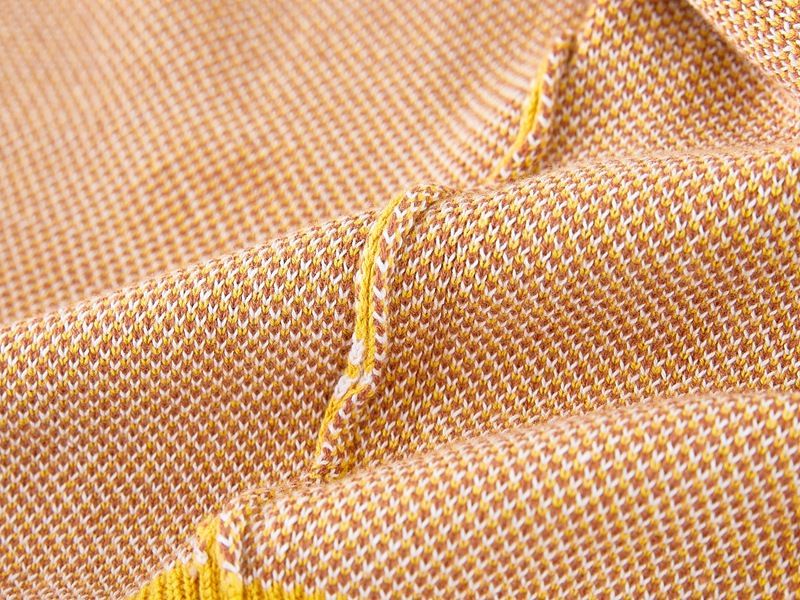 Cardigan in morbido cotone jacquard per bambine - Maglione lavorato a maglia a maniche lunghe con scollo rotondo e bottoni - Caldo ed elegante per bambini e bambine (80-140 cm, giallo)_voghion.com