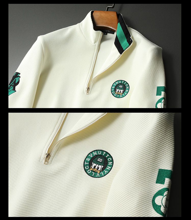 Felpa con cappuccio casual alla moda con mezza zip e colletto rialzato da uomo_voghion.com
