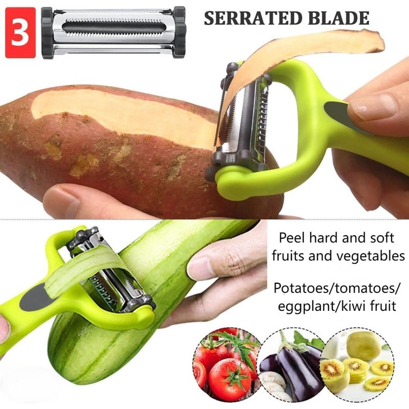 3-in-1 Peeler For Kitchen Multifunction Peelers Julienne Peeler+Serrated Peeler Peeler Vegetable Peeler Carrot Potato_voghion.com