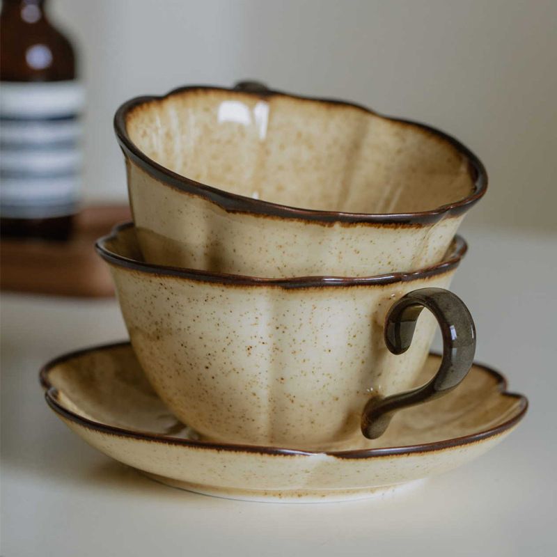 Kiln Change Underglaze Ceramic Coffee French Minimalist Latte Art Afternoon Tea Cup And Saucer Set_voghion.com