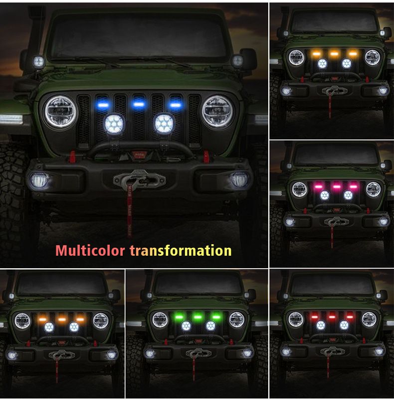 Vente chaude voiture RVB calandre petite lumière jaune LED décoration petite lumière jaune modifiée Bluetooth contrôle calandre feu de circulation diurne_voghion.com