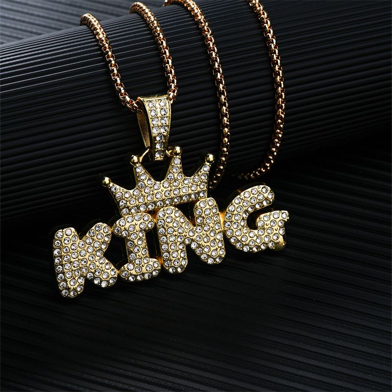 Collier pendentif lettre créative en diamant de personnalité de la mode hip hop tendance Joker net rouge_voghion.com
