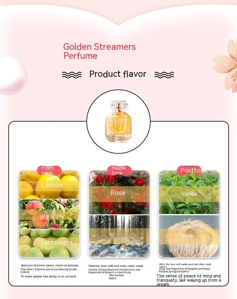 2023 Nuovo caldo in saldo AQ Golden Flowing Light/rosa Dream Profumo per donna Fragranza duratura Fragranza di frutta naturale fresca Fragranza per ragazza_voghion.com