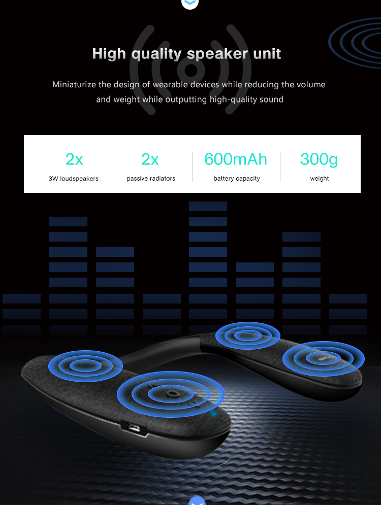 Neck Mount Bluetooth Speaker Wireless Wearable True Stereo Personal PortableSpeaker With Microphone Subwoofer Outdoor_voghion.com