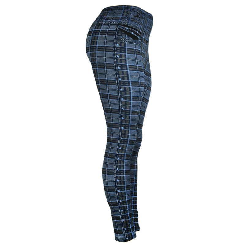 Leggings imitation denim pour femmes, pantalons multicolores populaires à neuf points pour soulever les hanches_voghion.com