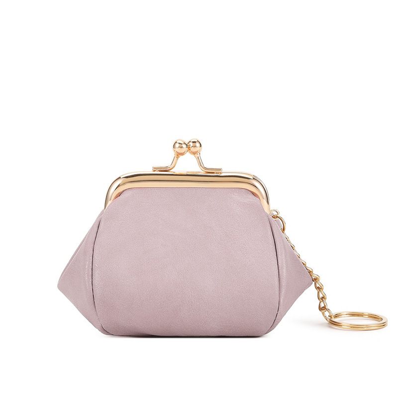 New Compact Clip Purse For Women, Top Layer Oil Wax Cowhide Coin Storage Bag_voghion.com