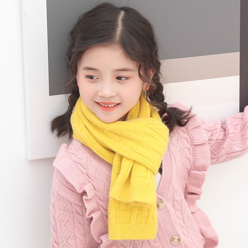 Girl boy's pure color Korean version scarf autumn winter, cute children's scarf, thickened and warm for 2-10 years old_voghion.com