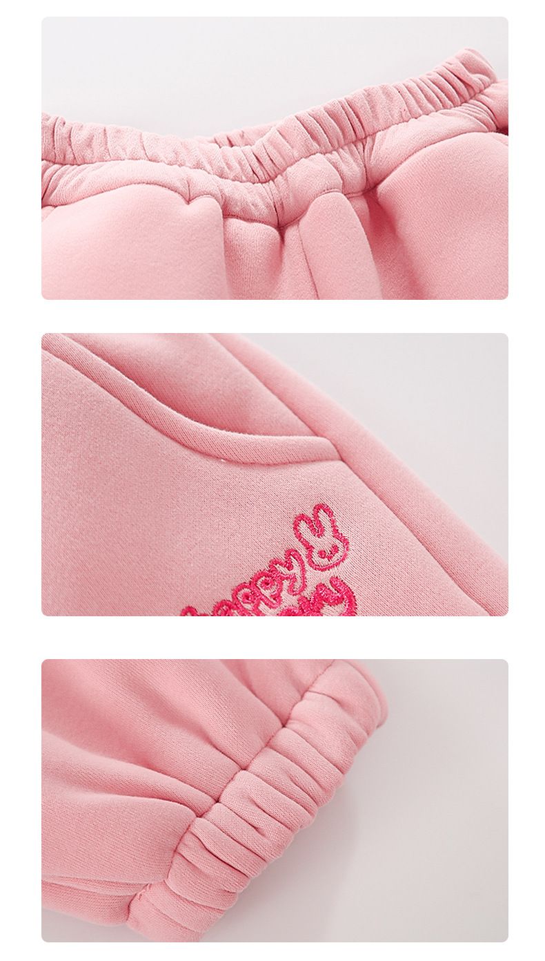 Mädchen-Freizeitset Herbst Neues Fleece Cartoon Hase Stilvolle Kapuze Verdicktes Winteroutfit_voghion.com