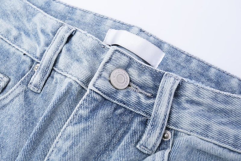 American Style Minimalist Distressed Color Blocked Denim Loose Street Washed Polished White Micro Flared Pants, Jeans_voghion.com