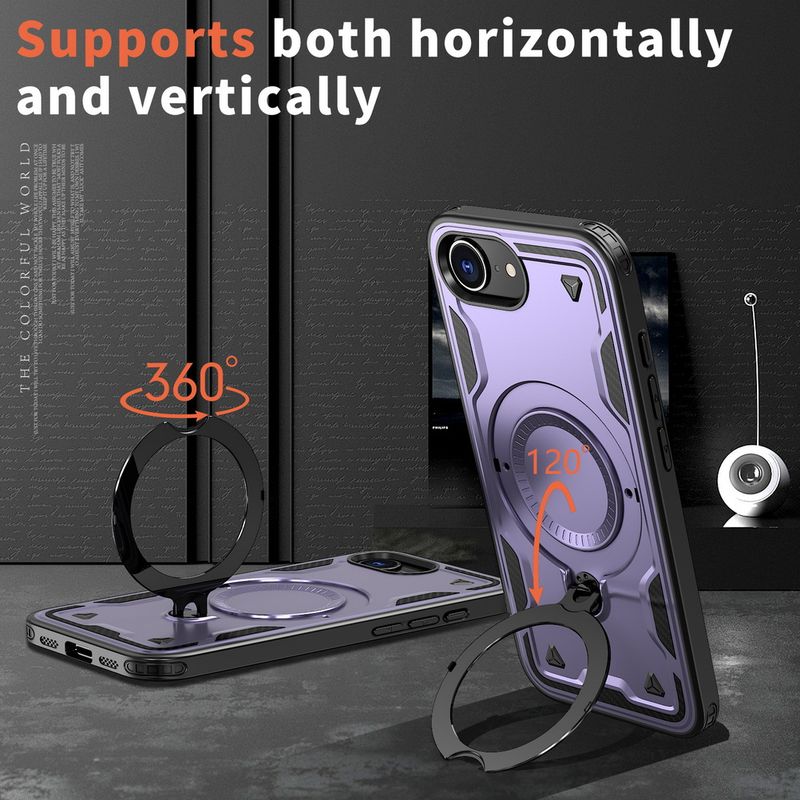 Custodia per telefono con carica wireless e magnete ad anello in metallo per iPhone 16E, 16 Max, 15, 14 + 13 Pro, 12, 11._voghion.com