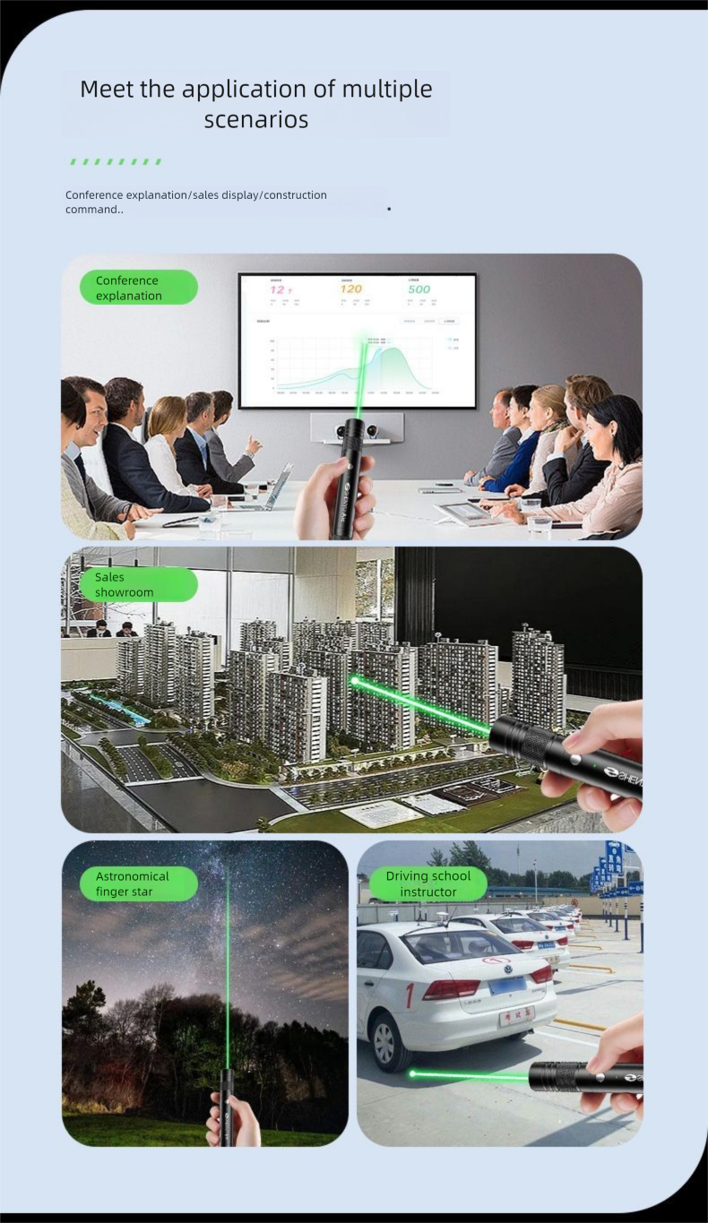Ultra-Long Green Light Starry Sky Rooftop Student Version Laser Pointer High Power USB Rechargeable Lecture Cat Teasing_voghion.com