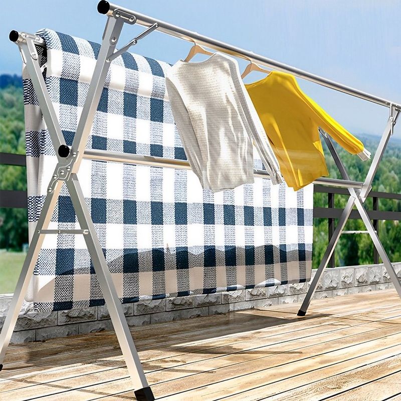 SOGA 2X 2.4m Portable Standing Clothes Drying Rack Holder 3 Poles_voghion.com