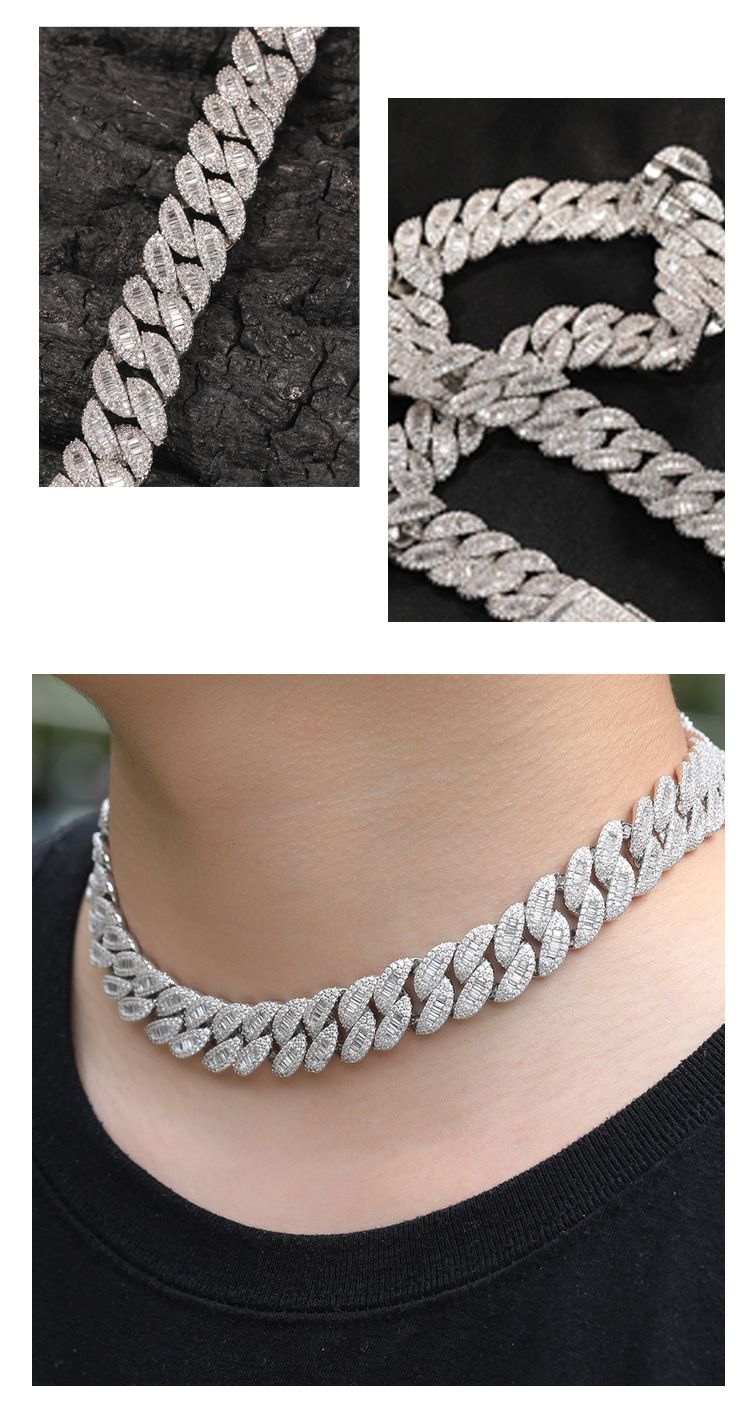Collier pour homme style hip-hop, 16 mm, en forme de lune, carré, avec boucle carrée, chaîne cubaine en zircone cubique, haut de gamme_voghion.com