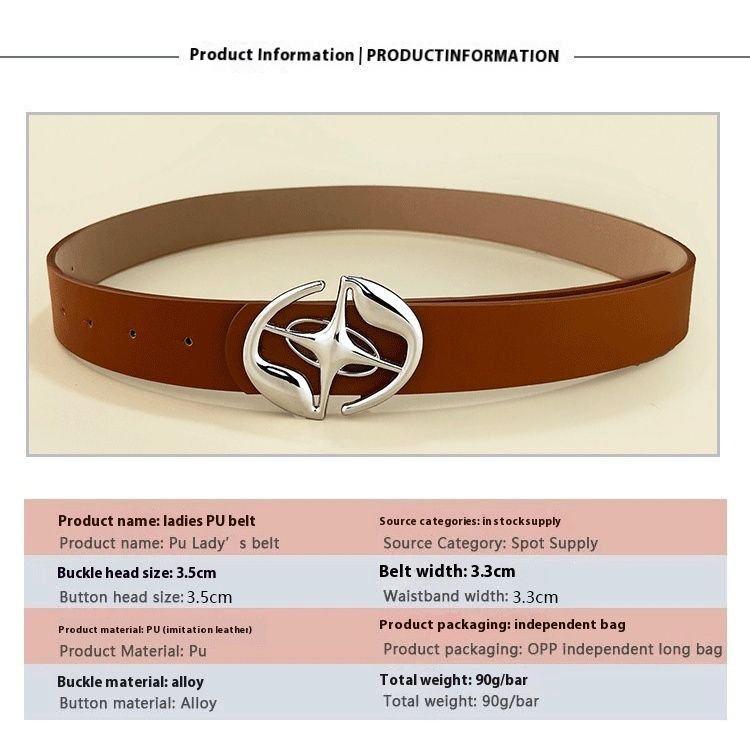 Cross Border Beliebte Damengürtel Jeans Schwarz Vielseitiger Gürtel Damen High-End-Feeling Nischendekoration Neuer breiter Gürtel_voghion.com