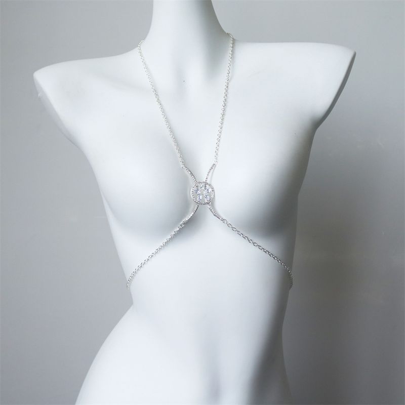 Eleganter Körperkettenschmuck, sexy minimalistische runde Halskette, Bikini-Brustgeschirr-Accessoire, perfekt für Hochzeiten, Partys und Strandurlaube_voghion.com