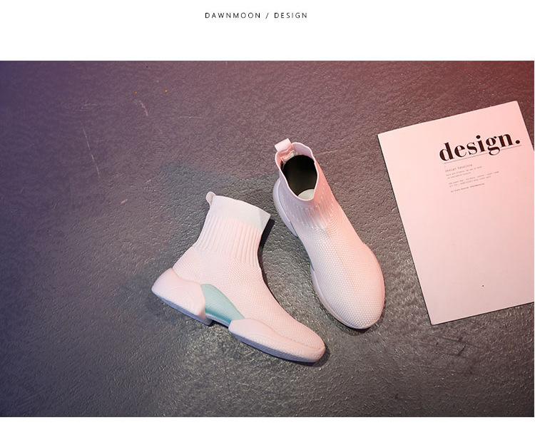 Elastic sock shoes women's 2022 spring new INS influencer Korean version of ulzzang casual sneakers flying woven sock boots_voghion.com