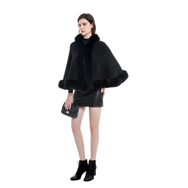 Autumn short woolen shawl, new autumn and winter fox fur grass cloak, bride's toast jacket, thickened cardigan_voghion.com
